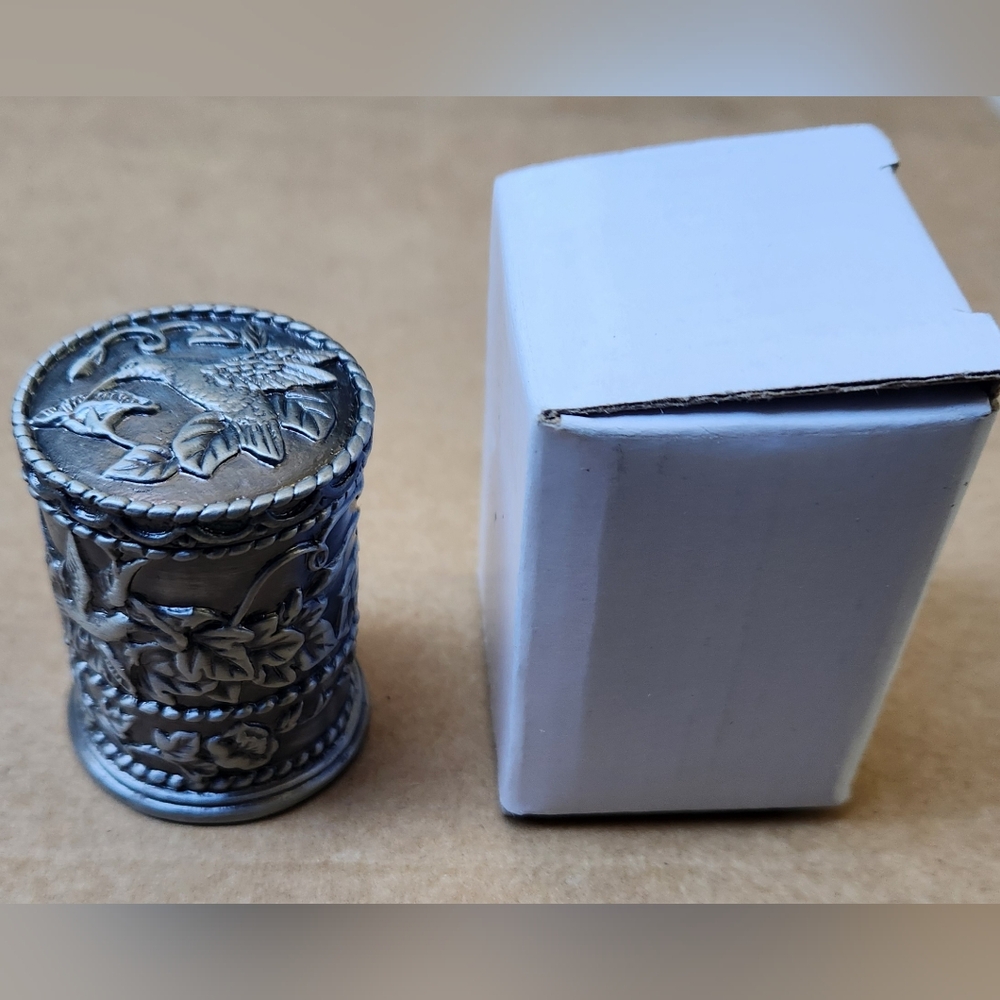 Silver Colored Stamp Holder With Bird And Flower Detail NEW